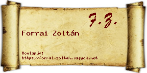Forrai Zoltán névjegykártya